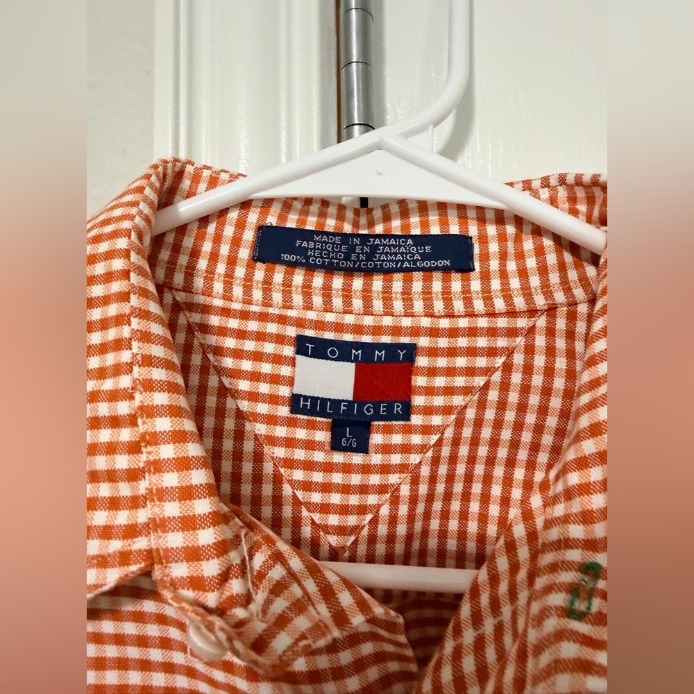 Tommy Hilfiger Orange Gingham Cotton Button-Down Shirt - Men - Picture 3 of 8